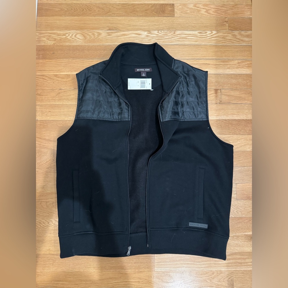 Men's Black Vest Michael Kors mixed media XL New with tags